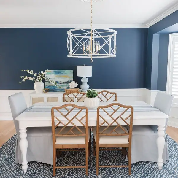 navy blue dining room